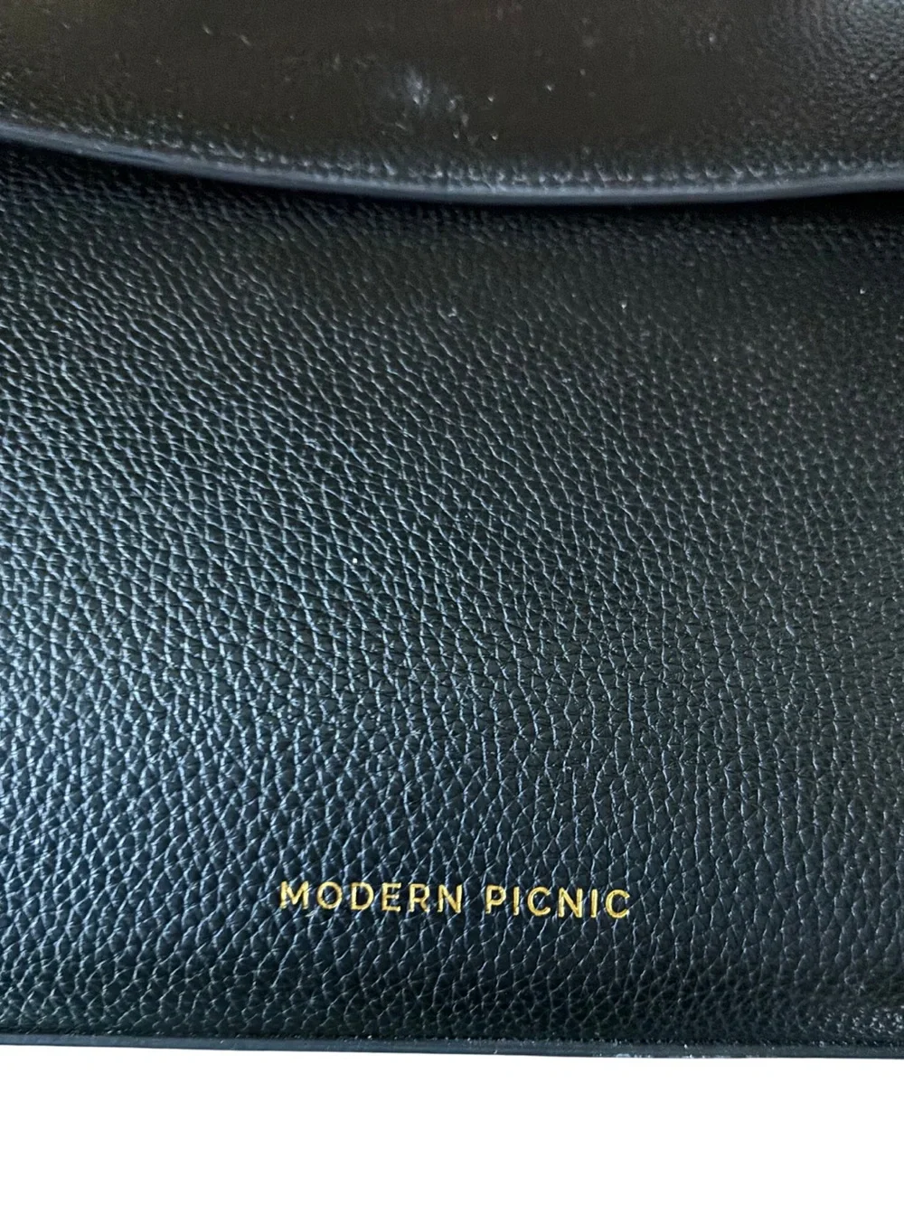 Modern Picnic Large Luncher Black Insulated Vegan Leather Lunch Bag Purse NWOT